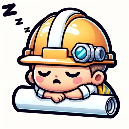 Obrazek śpiącego robotnika na zwoju papieru.